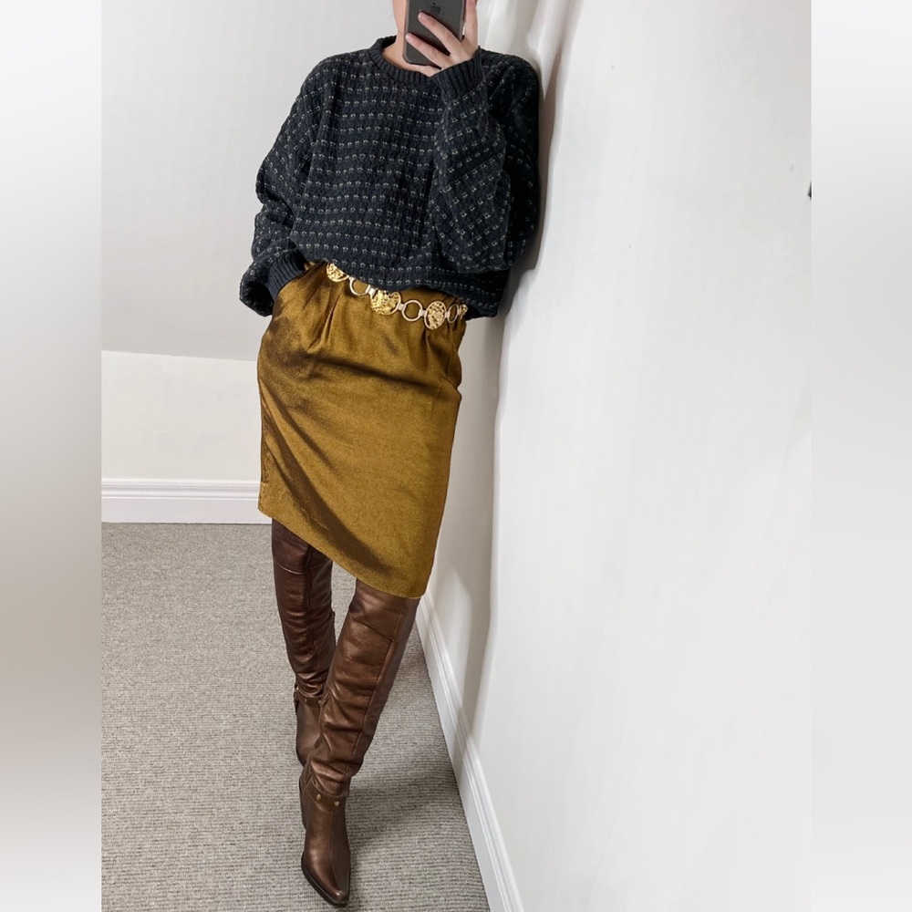 Vintage Christian Dior gold midi skirt 8